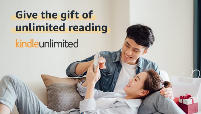 Give the gift of unlimited reading – KindleUnlimited! A man and his son reading on a Kindle.